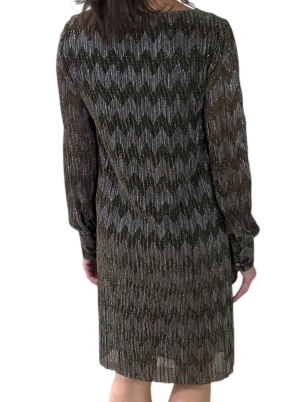 Banana Republic Shift Dress  (No Belt) - Gold & Silver Metallic Shimmer Size 4P - Picture 2 of 11